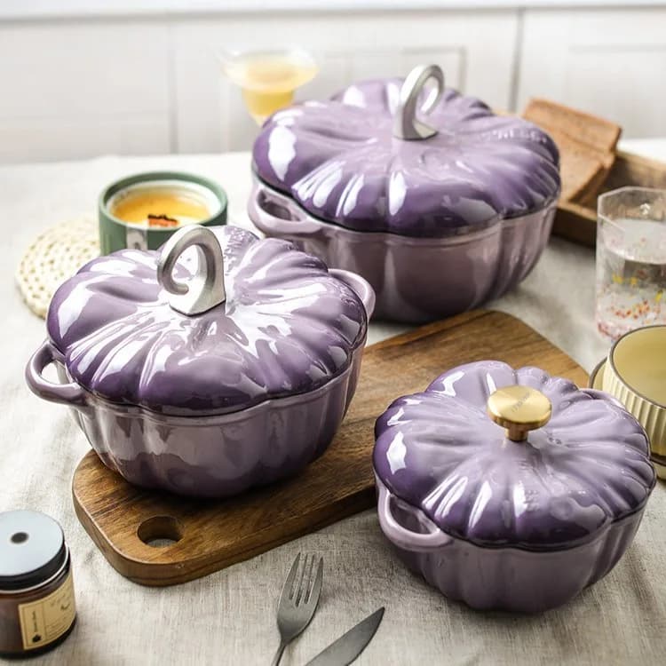 Pumpkin Enameled Cast Iron Pot
