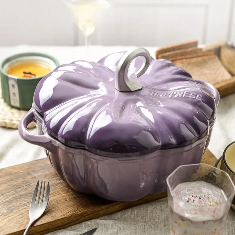Pumpkin Enameled Cast Iron Pot