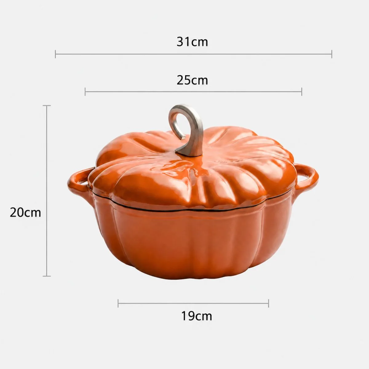 Horn Knob, Orange Exterior / White Interior, 25 cm