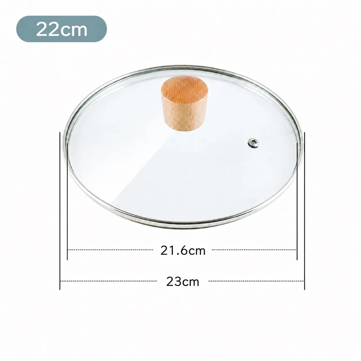 22cm (fits pot Ø 21.6-23cm)
